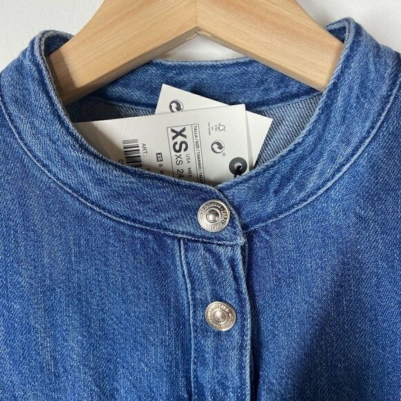 NWT Zara Denim Shirt with Ruffle - Picture 3 of 12